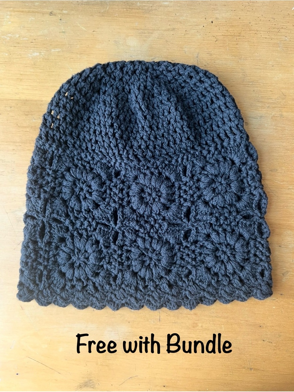 PROMO-FREE with any leotard purchase 
Vintage Black Crochet Floral Hat